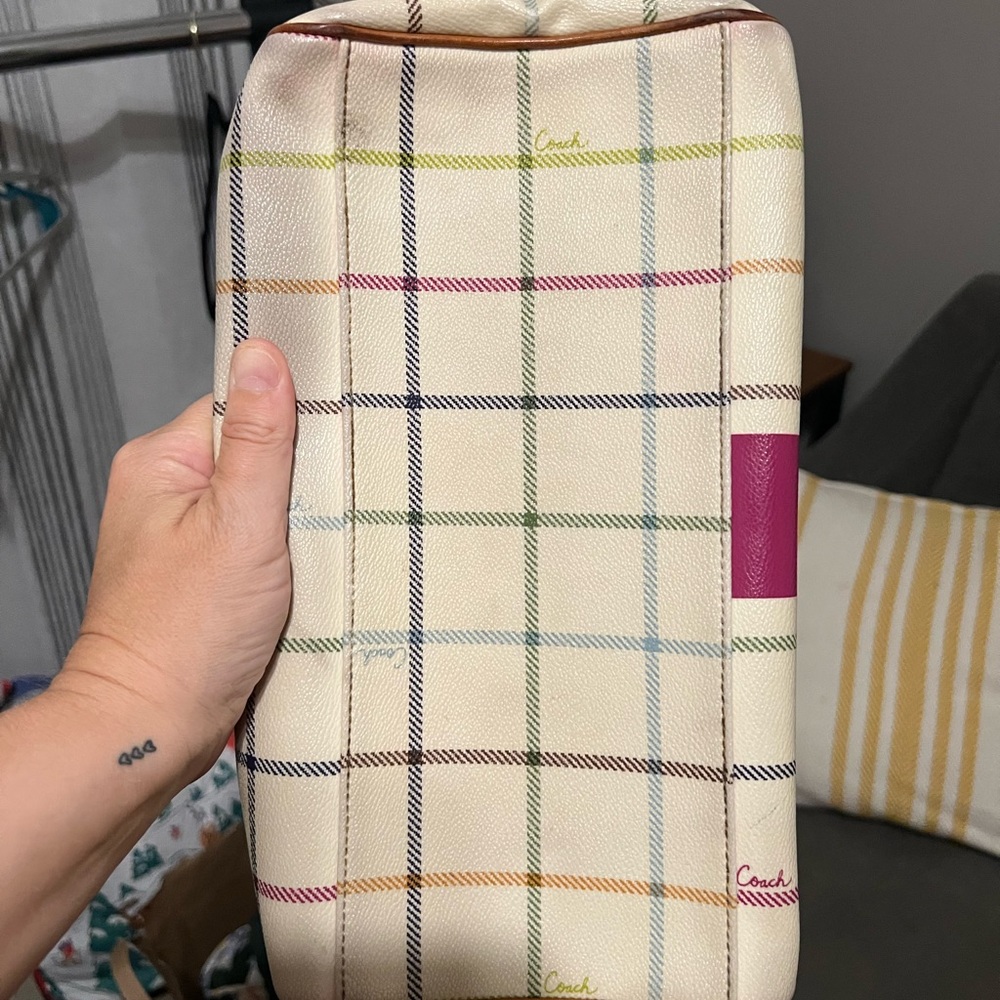 Coach Women's Plaid Handbag - Cream and Pink Vintage - Picture 4 of 7